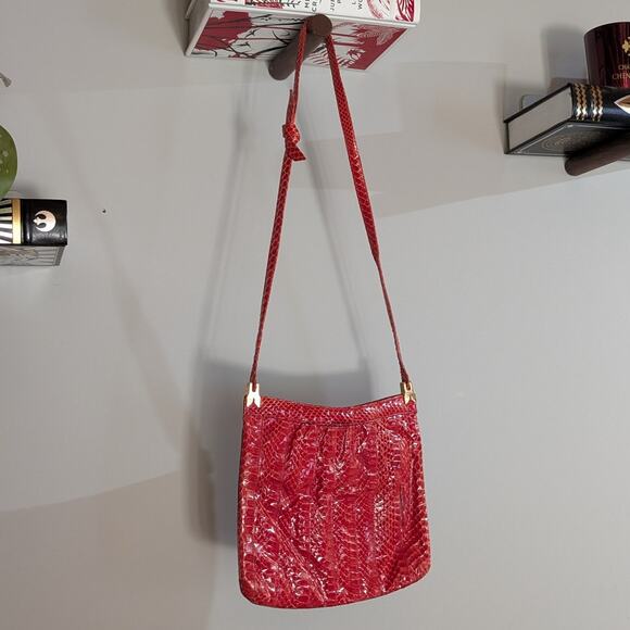 Vintage Handbags - Morris Moskowitz Vintage | Genuine Reptile Crossbody Bag | Red